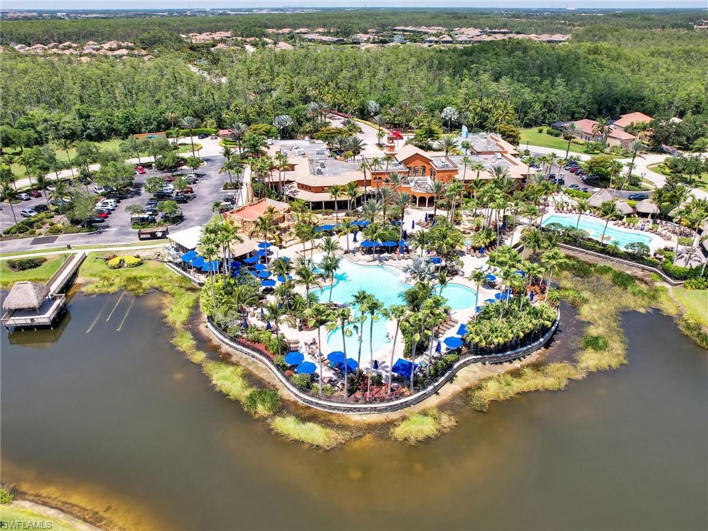 Aerial view of a pool