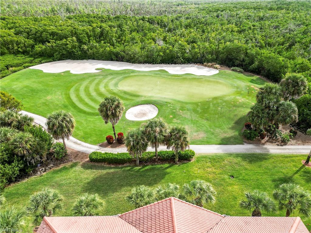 Aerial view of the 14th Par 3 green