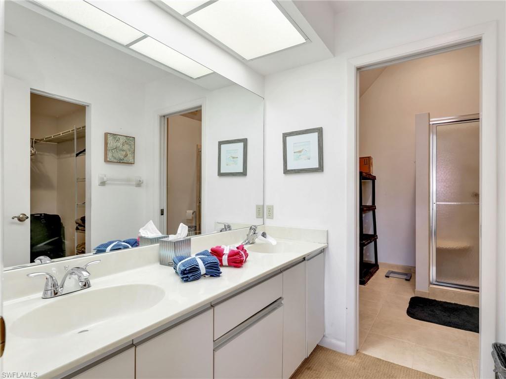 Primary bathroom; double sinks; walk in shower