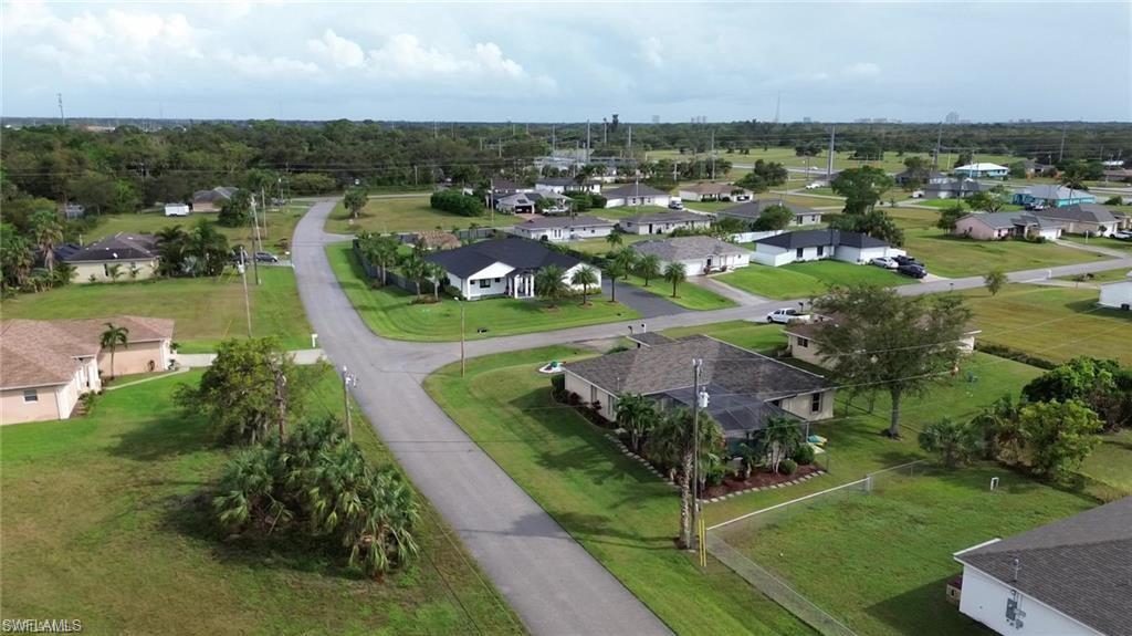 Aerial perspective of suburban area