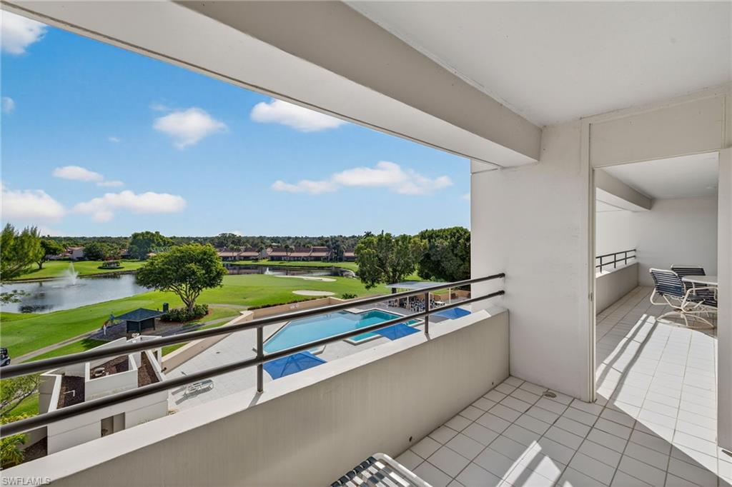 View from balcony of Pool, Golf Course, Lake and Sunrises