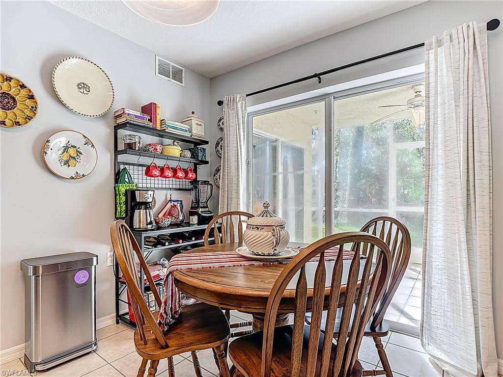 View of tiled dining space