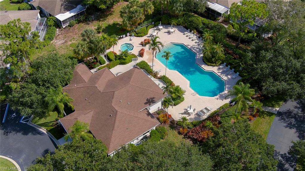 Aerial view of a pool area
