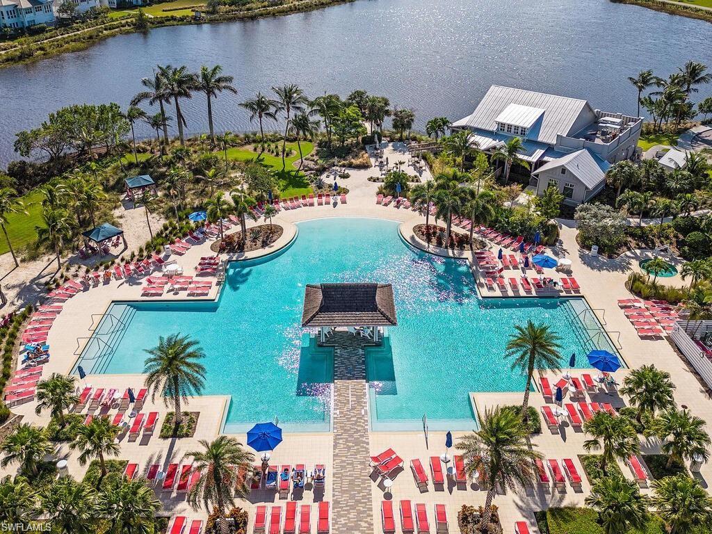 View of pool featuring a water view
