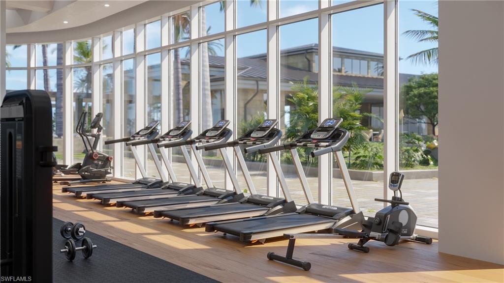 Fitness Room - All artist’s renderings are proposed concepts shown only for marketing purposes and are based upon current development plans, which are subject to change by the developer, WSR-Colony, LLC, which reserves the right to make changes at its sole discretion, without prior notice or approval of the purchaser.