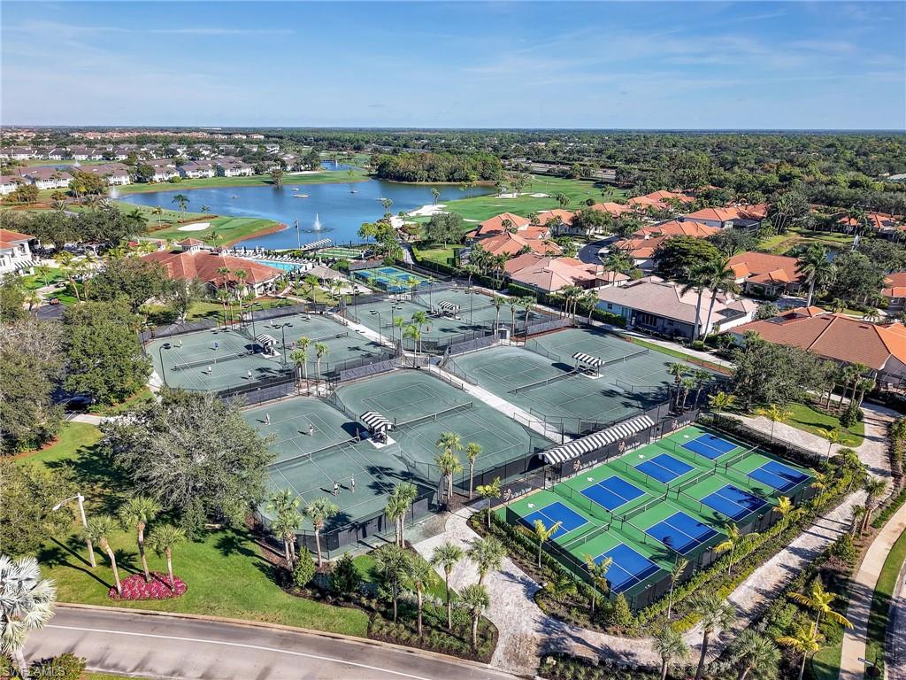 Aerial view of amenities area with a large body of water