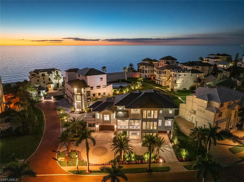 Aerial view at dusk of a water view