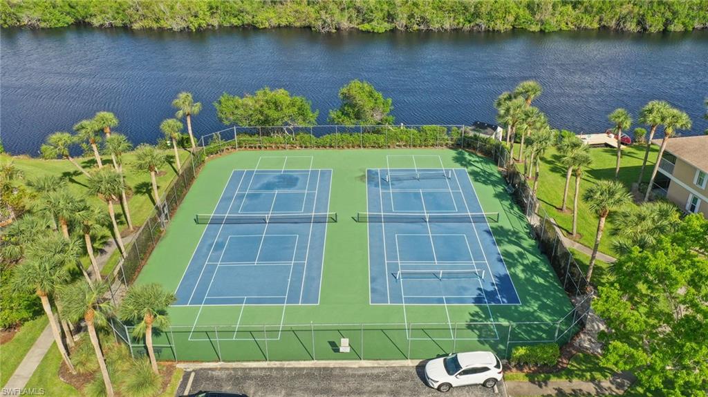 Bird's eye view of a nearby body of water