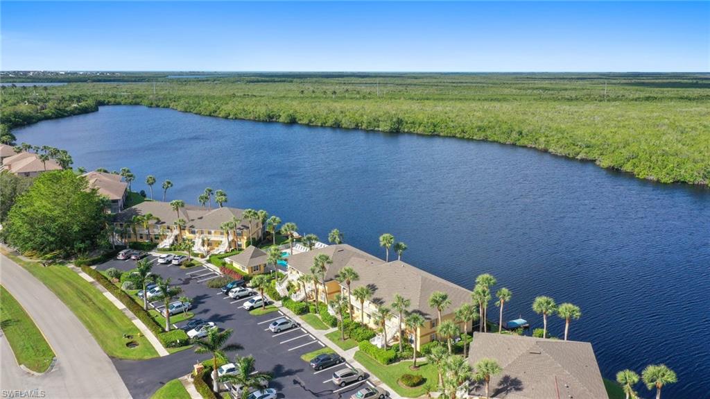 Drone / aerial view of a nearby body of water