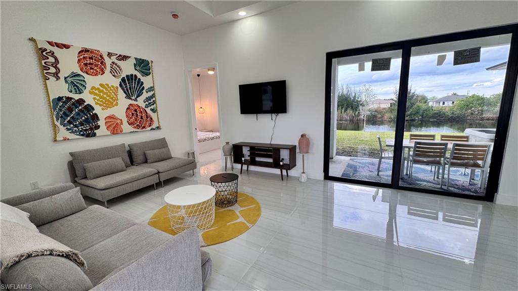 Living room with recessed lighting
