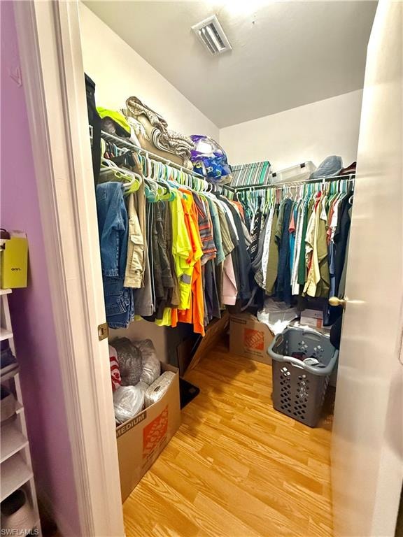 Spacious closet with light wood-type flooring