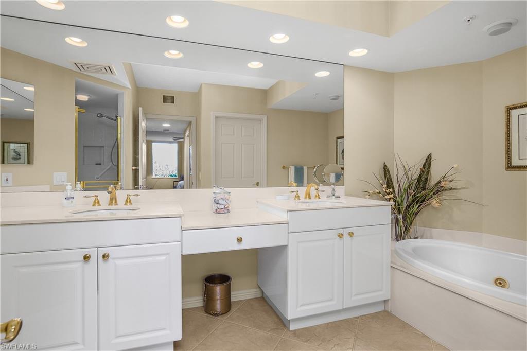 Primary bath with separate shower and tub