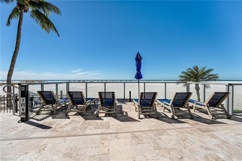 View from the glass front terrace with view of beach