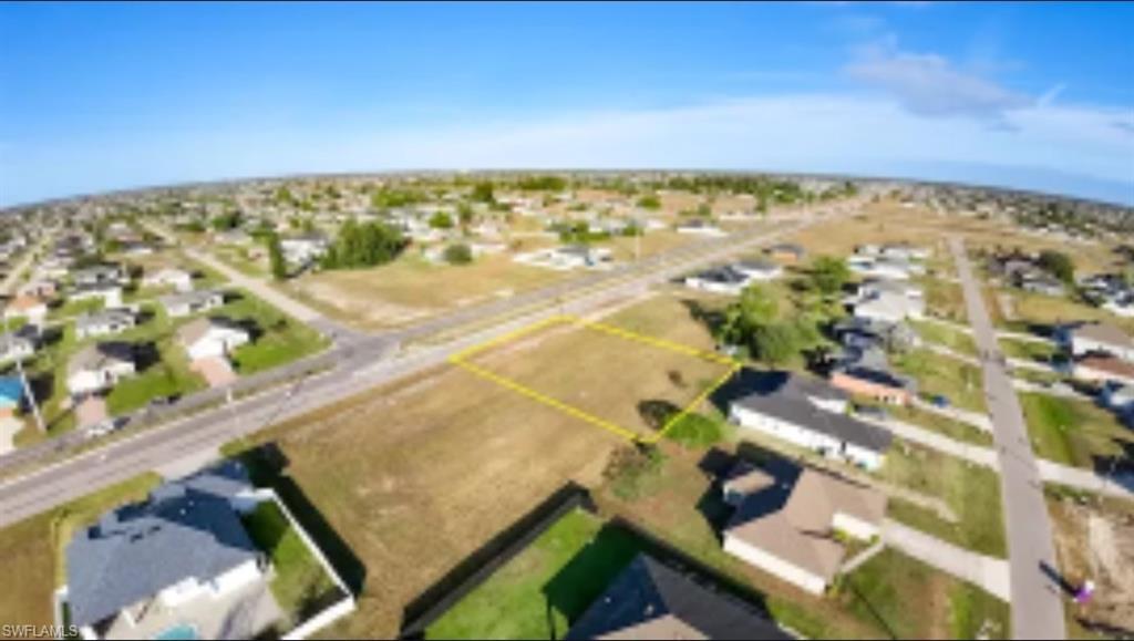 Aerial perspective of suburban area