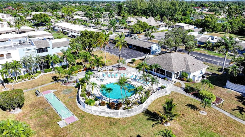 Aerial View Of Pool And Shuffleboard Area!