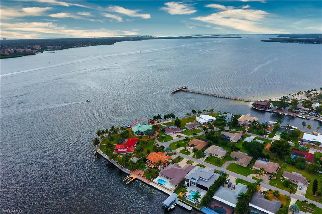 Bird's eye view of a nearby body of water