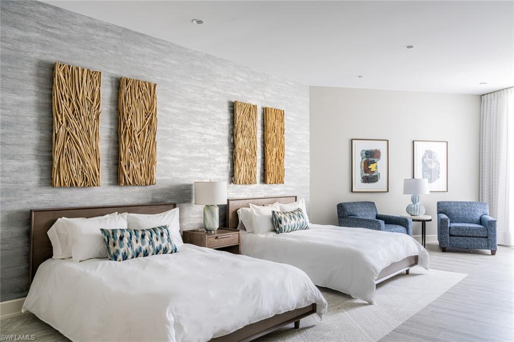 Guest suite 1 with soft tones and natural light.