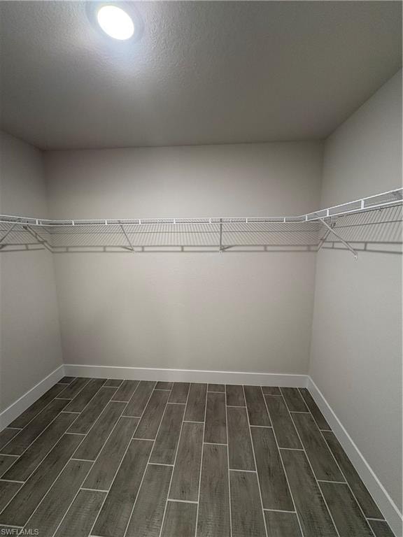 Spacious closet with wood tiled floors