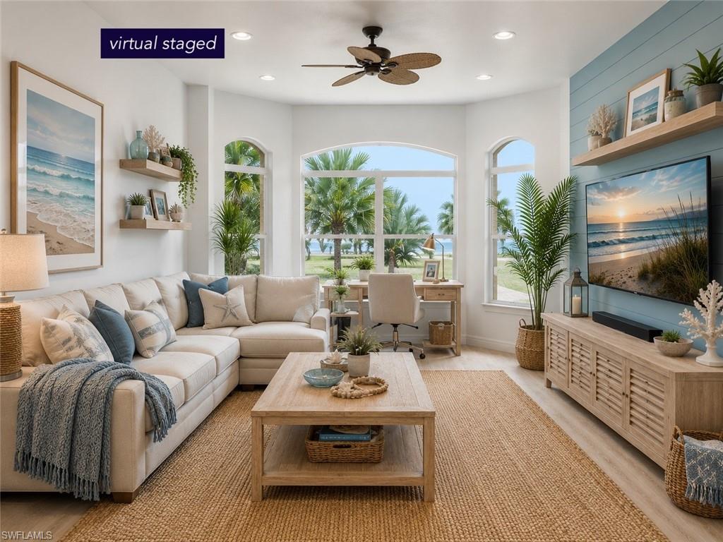 this is a virtual staged family room, currently the dining room - the furniture are not included in sale. Please see original furniture in the next picture