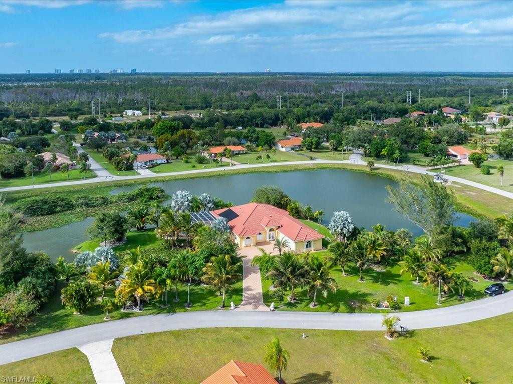 Bird's eye view of a nearby body of water