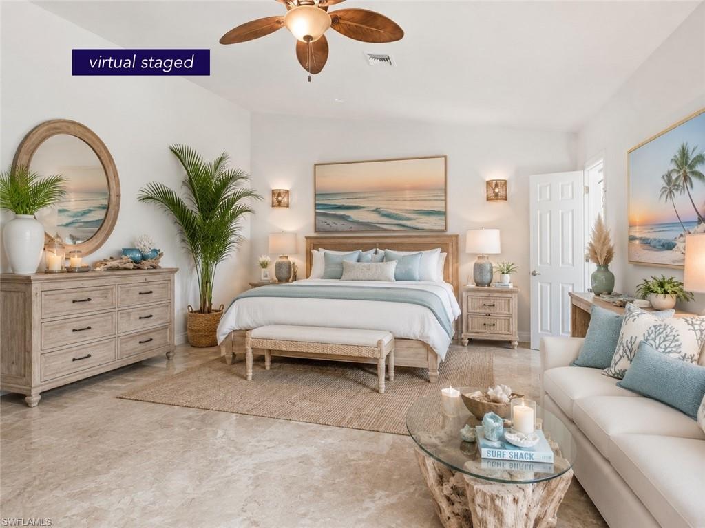 this is a virtual staged bedroom - the furniture are not included in sale. Please see original furniture in the next picture
