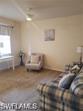 Living area with ceiling fan