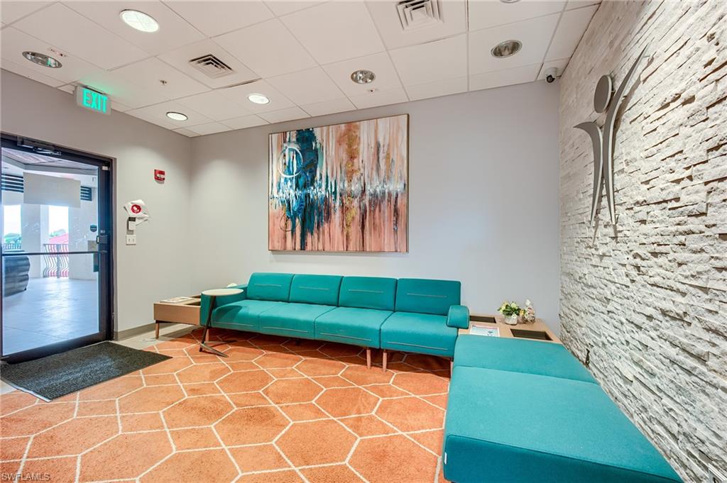 Lobby with a drop ceiling