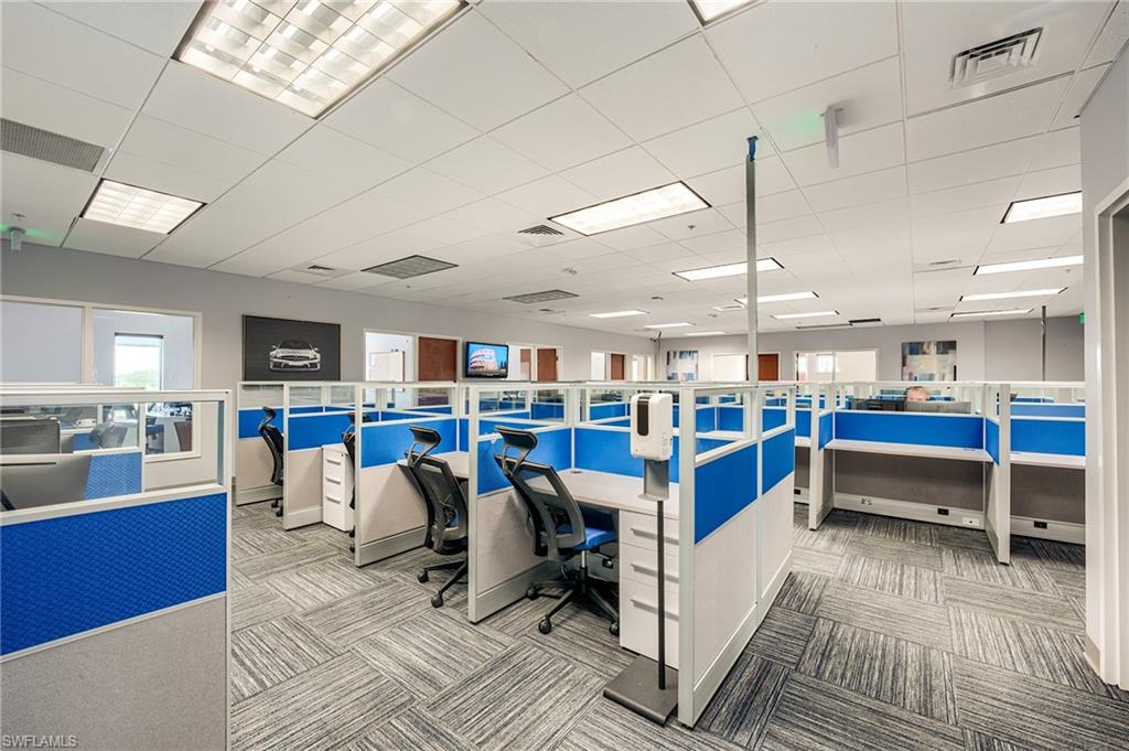 Office space with a drop ceiling