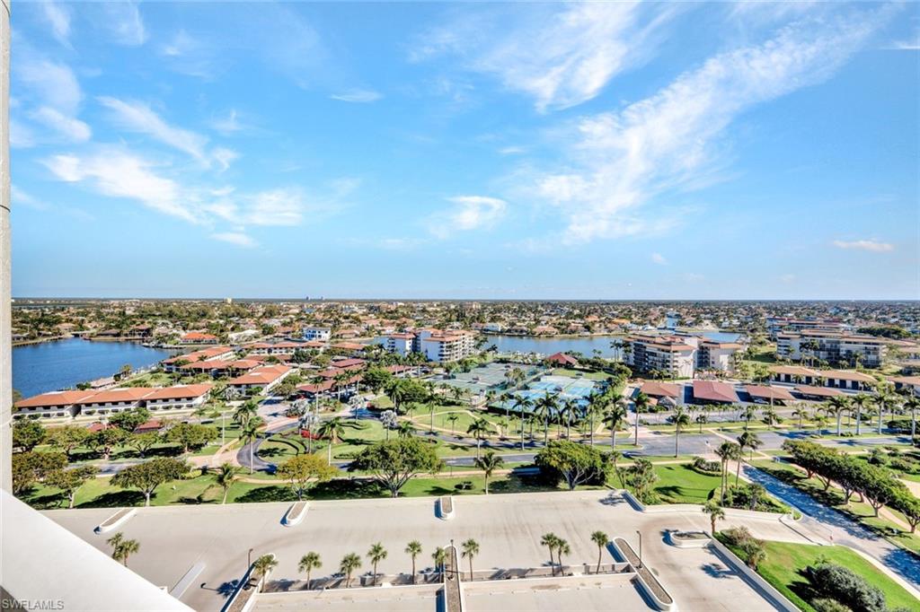 Aerial view of a nearby body of water