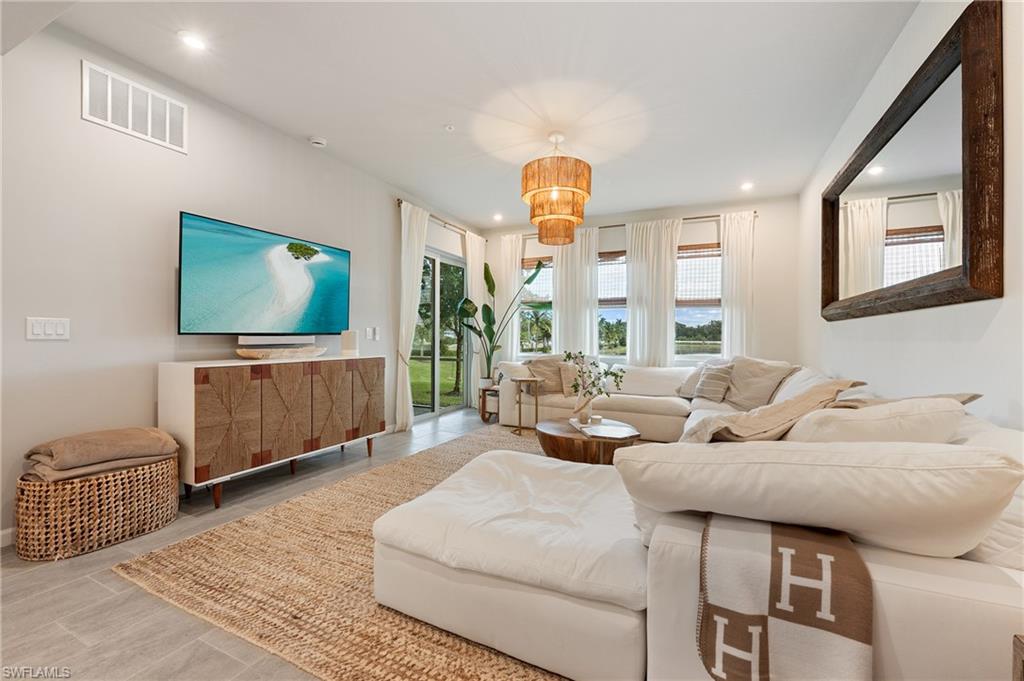 Living room with recessed lighting