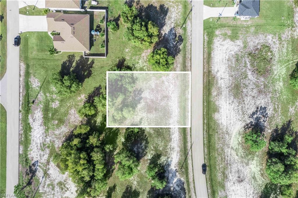 Top-down view of a private parcel ready for development.