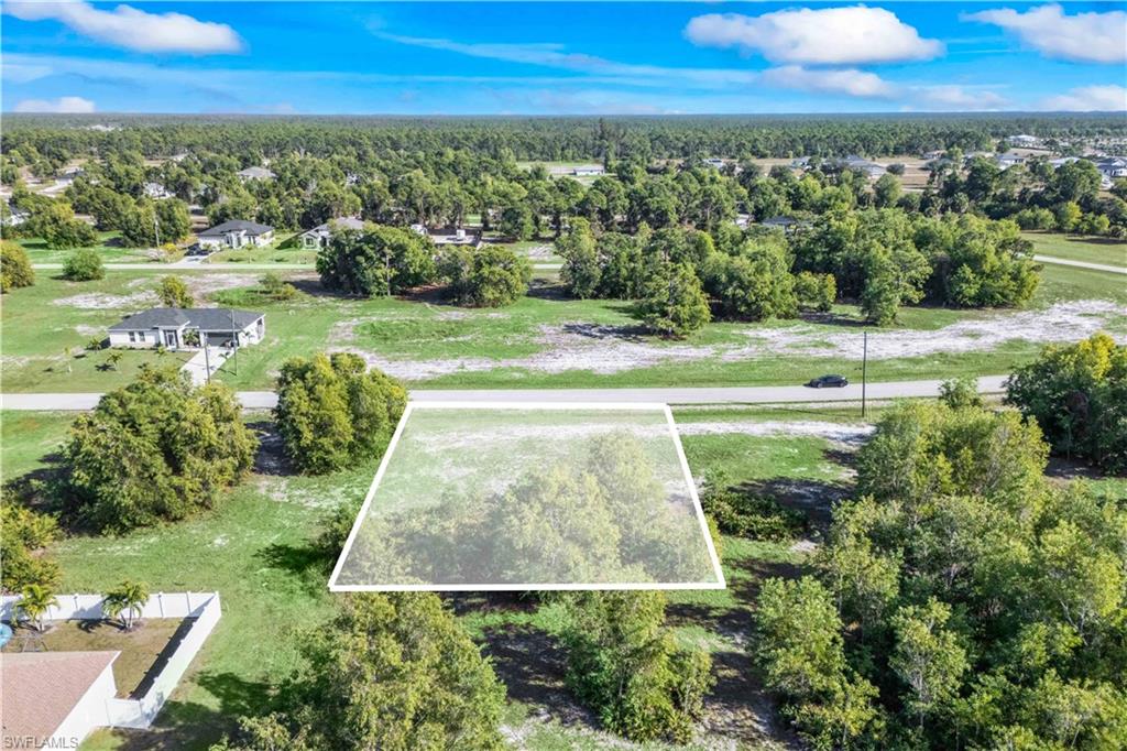 Overhead view capturing the generous, buildable lot.