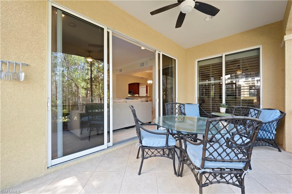 View of patio / terrace with outdoor dining space and ceiling fan