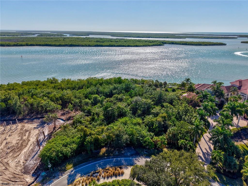 Aerial view of property and surrounding area featuring a large body of water