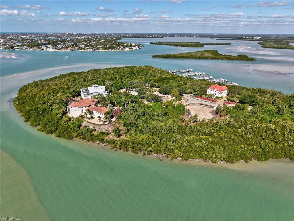 Bird's eye view of a nearby body of water