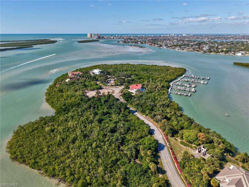 Bird's eye view of a nearby body of water