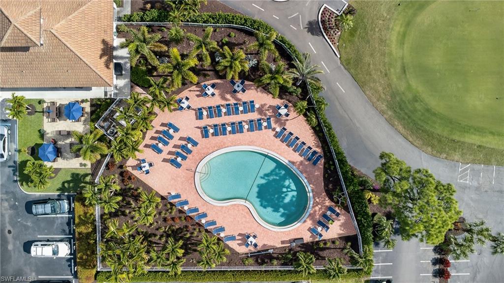 Aerial view of a pool
