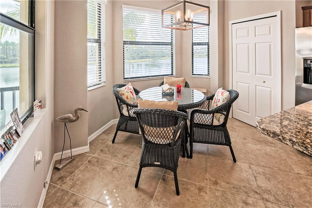 Dining room with an inviting chandelier