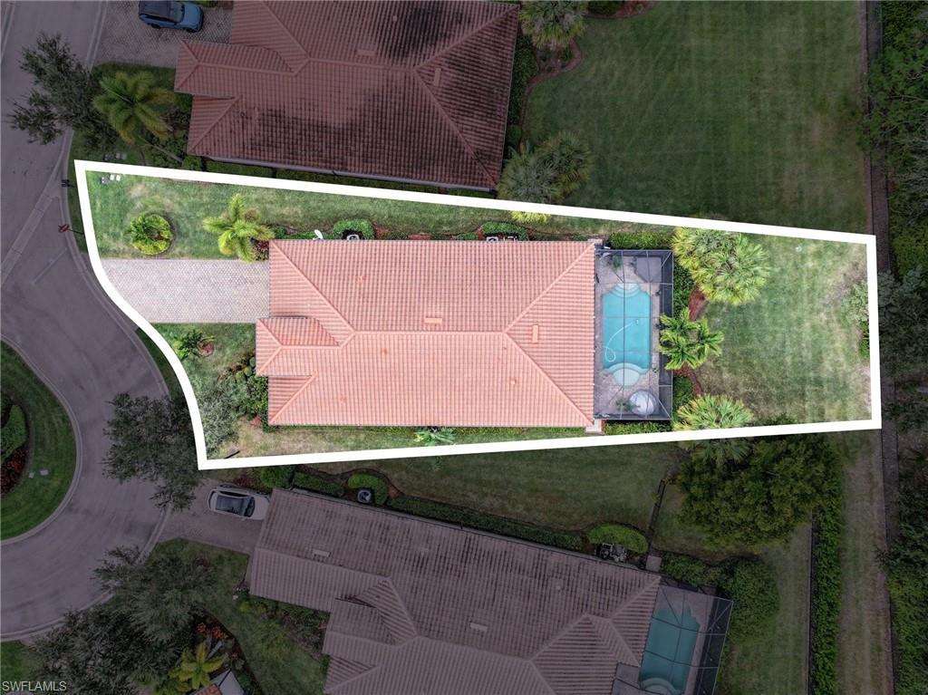 Aerial view of property's location featuring property parcel outlined