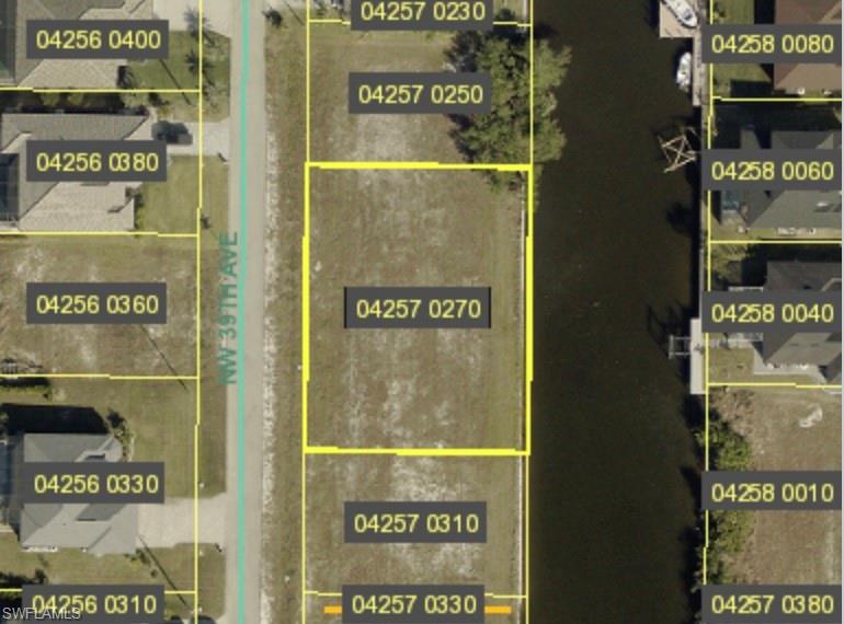 Aerial overview of property's location with property boundaries highlighted