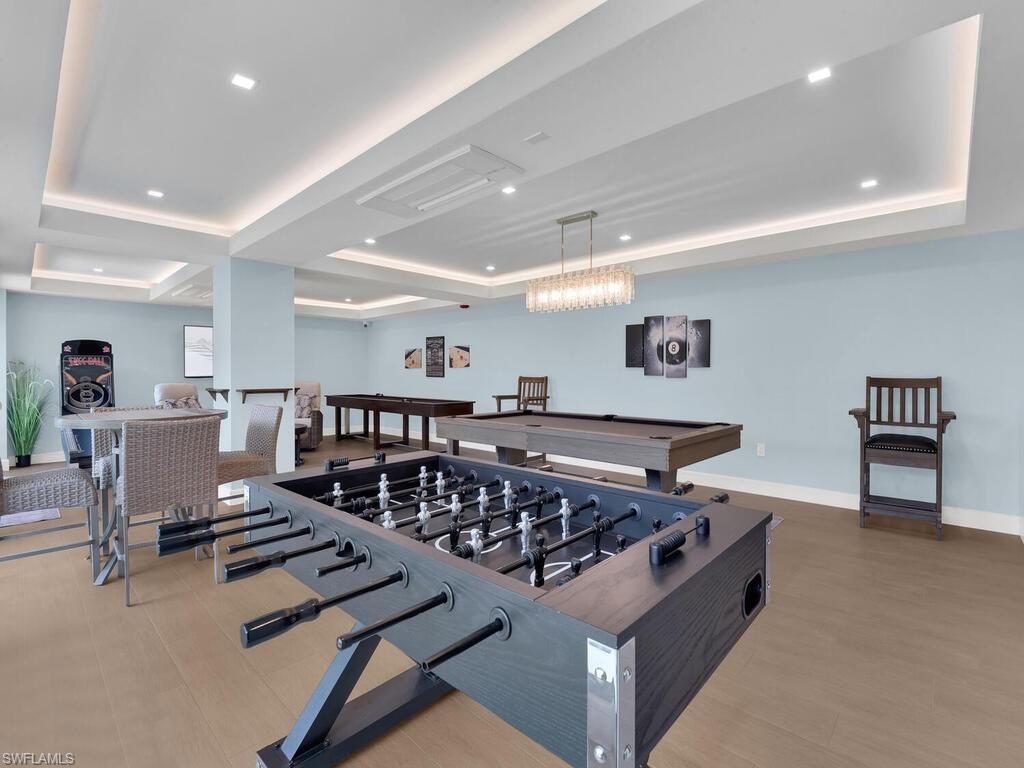 Recreation room featuring pool table and recessed lighting