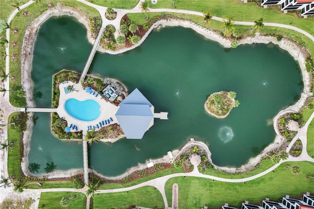 Aerial view of a large body of water
