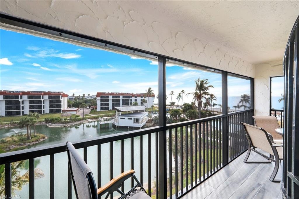 Balcony with a water view