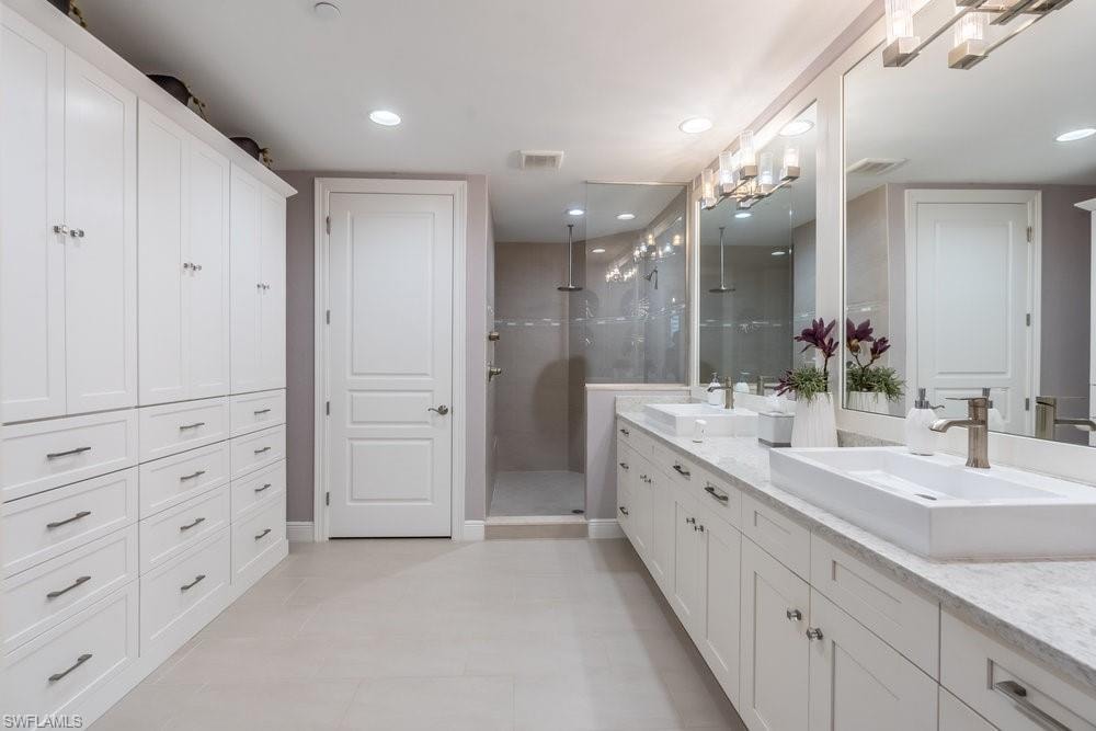 Primary Bath double sinks, walk in shower, built in