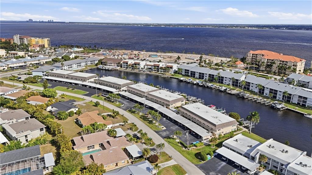 Drone / aerial view of Canal and Calosahatche River