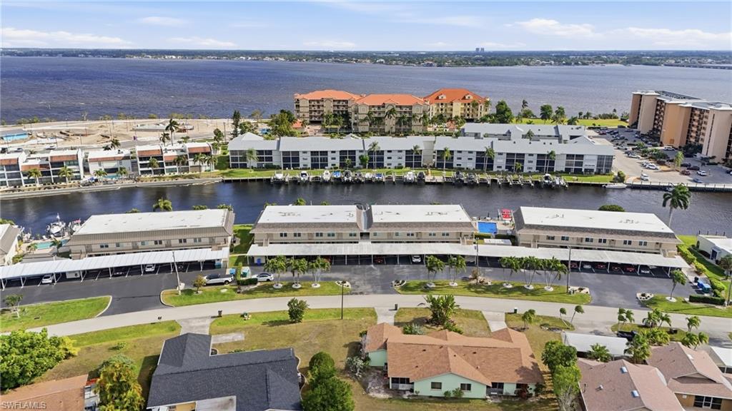 Drone / aerial view of Condo  complex and Calosahatchee River