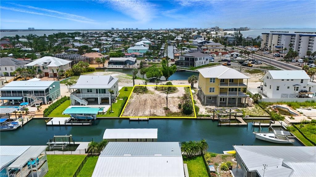 Aerial perspective property boundaries highlighted - Virtually Edited Image