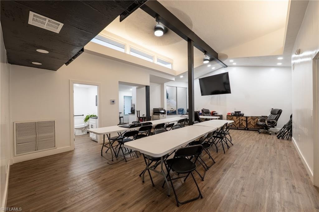 Dining area featuring light wood-type flooring