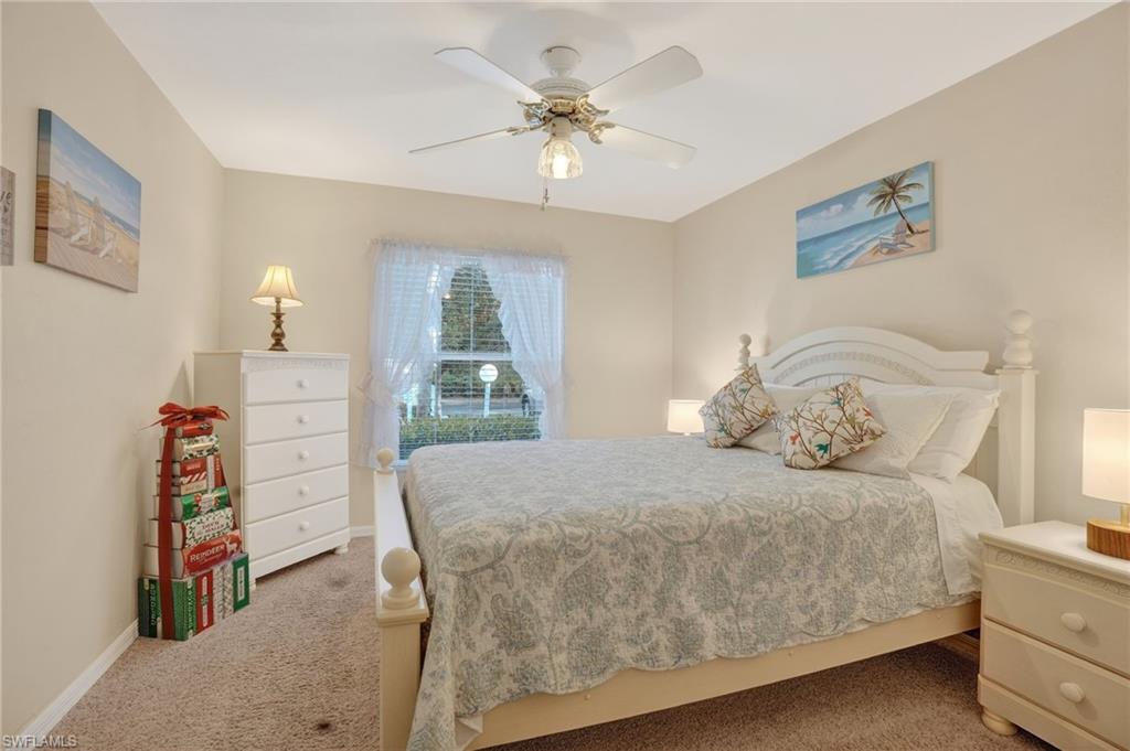 Bedroom with carpet floors and ceiling fan