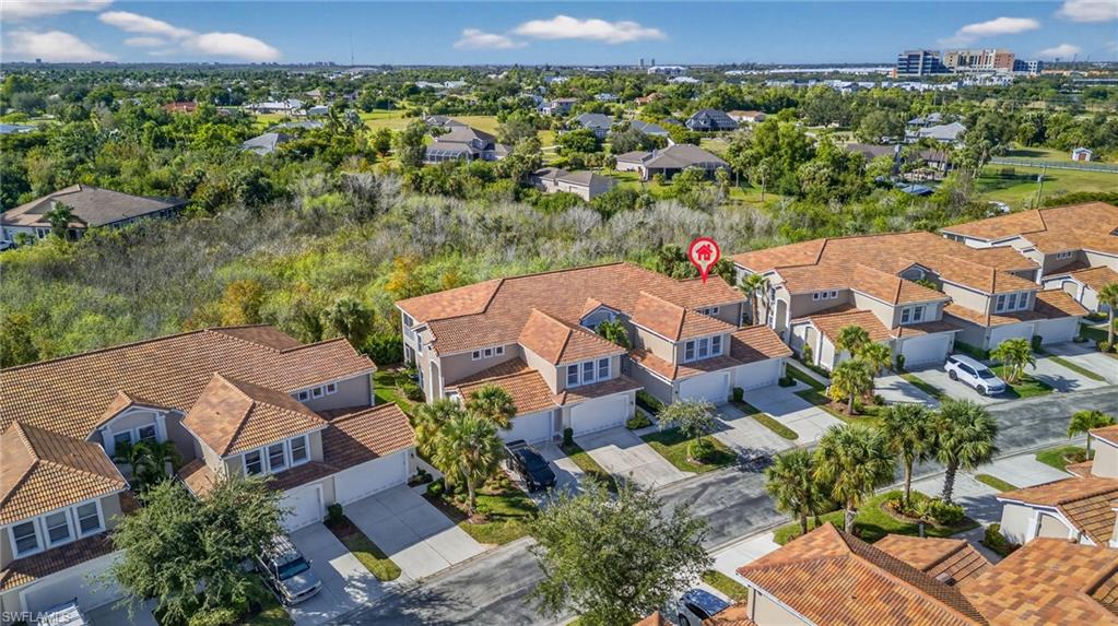 Aerial perspective of suburban area